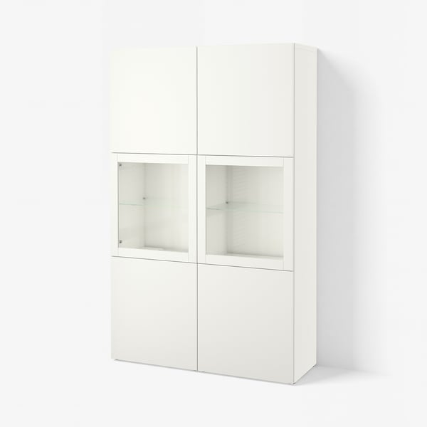BESTÅ Storage combination w/glass doors, white Lappviken/Sindvik white clear glass, 47 1/4x16 1/2x76 "