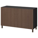BESTÅ Storage combination with doors, black-brown Björköviken/Mejarp/brown stained oak veneer, 47 1/4x16 1/2x29 1/8 "