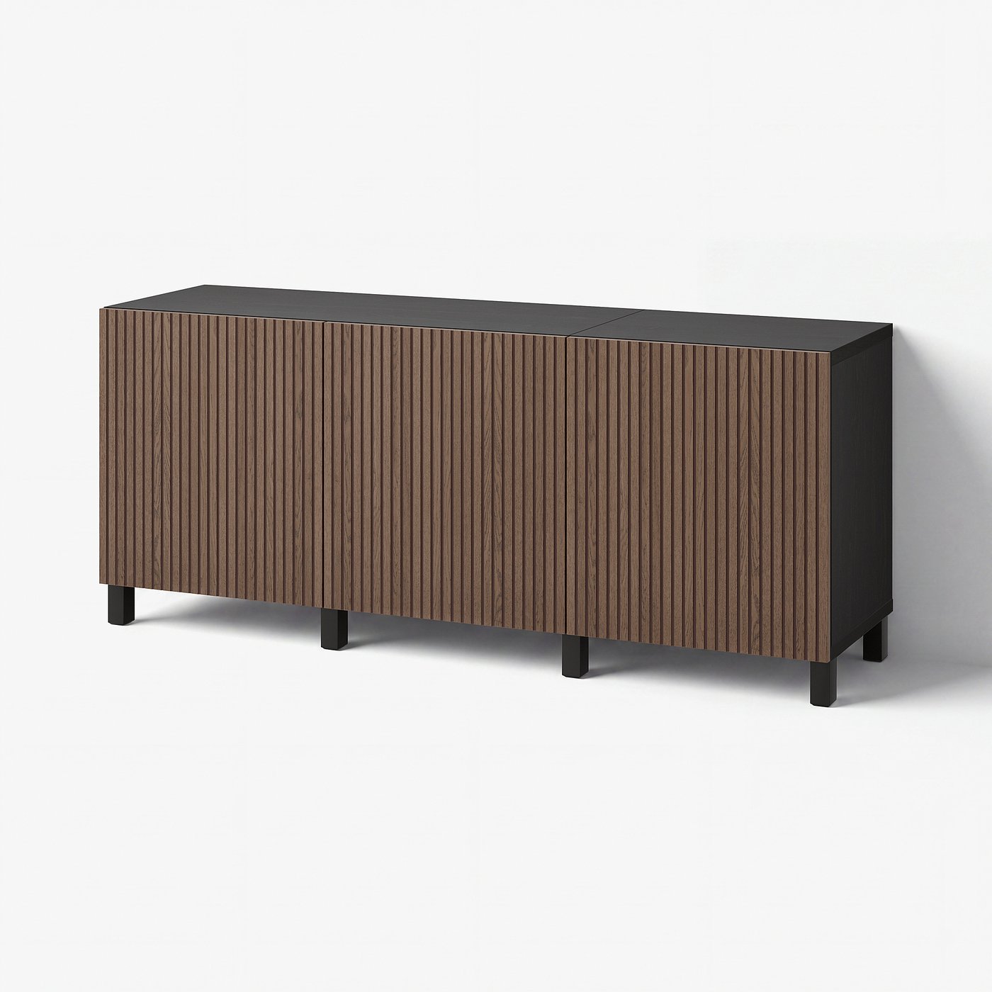 BESTÅ storage combination with doors, black-brown Björköviken
