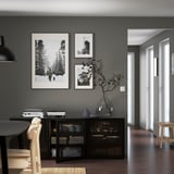 BESTÅ Storage combination with doors, black-brown/Glassvik black/smoked glass, 70 7/8x16 1/2x25 5/8 "