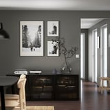 BESTÅ Storage combination with doors, black-brown/Glassvik black/smoked glass, 70 7/8x16 1/2x25 5/8 "
