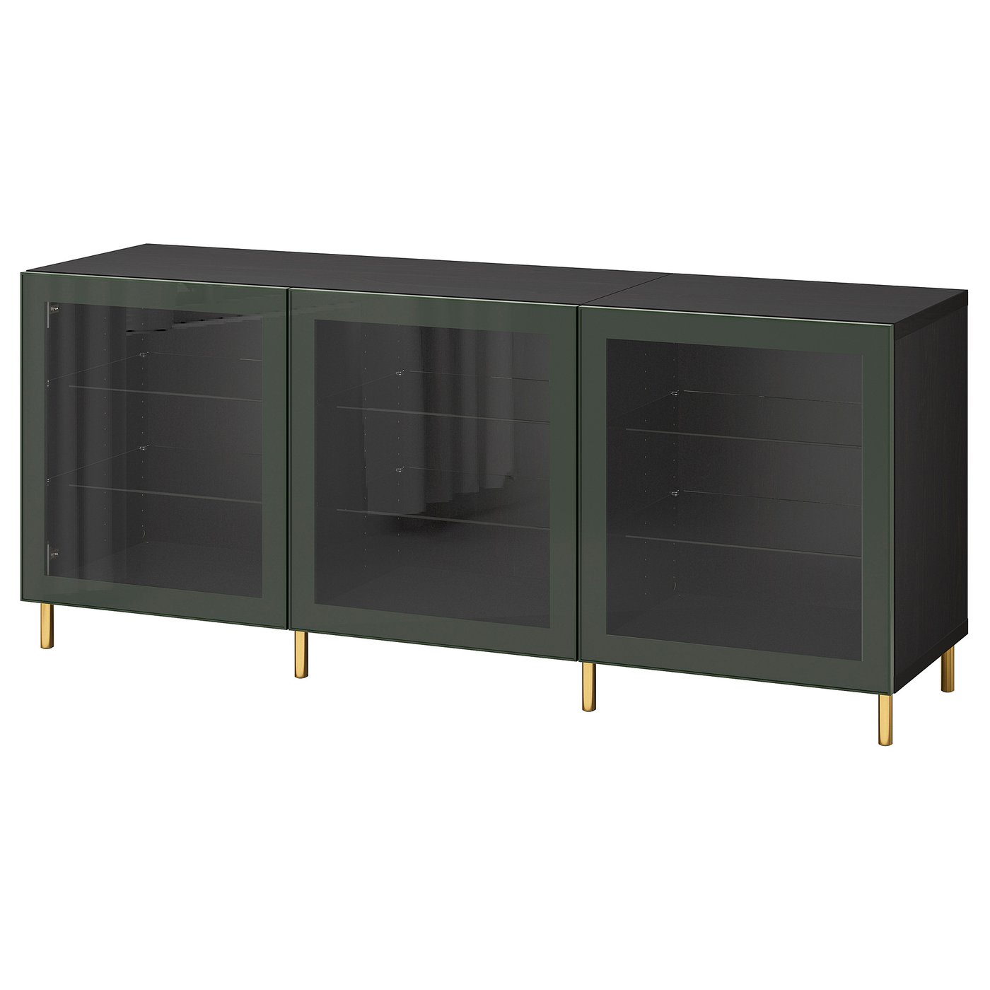 oso イケア　チェスト BESTÅ storage combination with doors, black-brown Glassvik