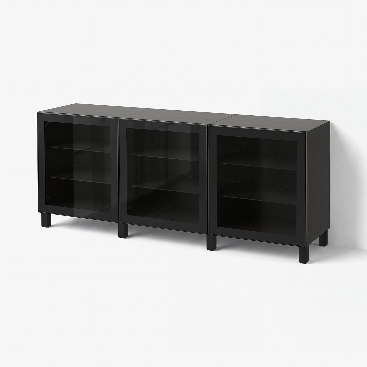 BESTÅ storage combination with doors, black-brown/Glassvik