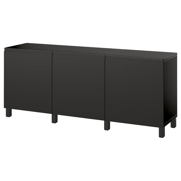 BESTÅ Storage combination with doors, black-brown/Hammarsmed/Stubbarp anthracite, 70 7/8x16 1/2x29 1/8 "