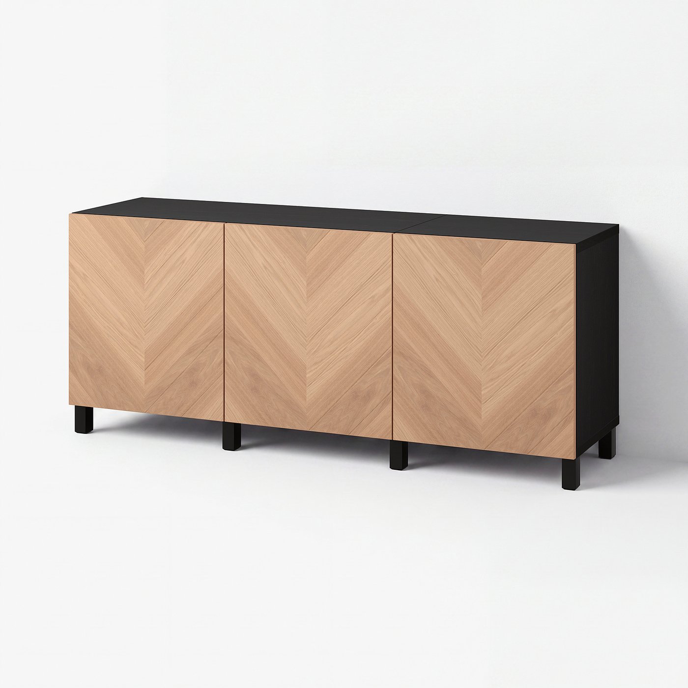 BESTÅ storage combination with doors, black-brown/Hedeviken
