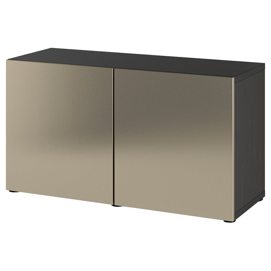 BESTÅ storage combination with doors, blackbrown/Riksviken light