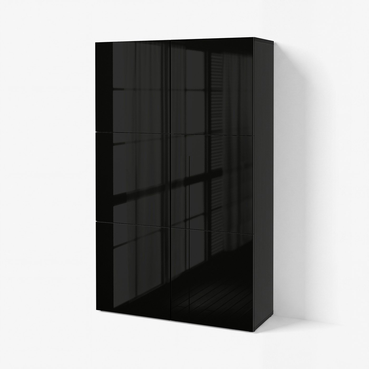 BESTÅ storage combination with doors, black-brown/Selsviken high