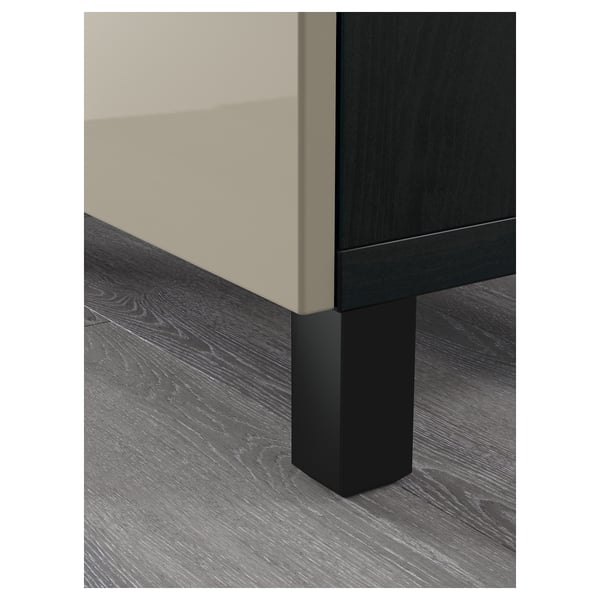 BESTÅ Storage combination with doors, black-brown/Selsviken/Stubbarp high-gloss/beige, 70 7/8x16 1/2x29 1/8 "