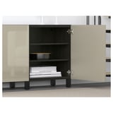 BESTÅ Storage combination with doors, black-brown/Selsviken/Stubbarp high-gloss/beige, 70 7/8x16 1/2x29 1/8 "