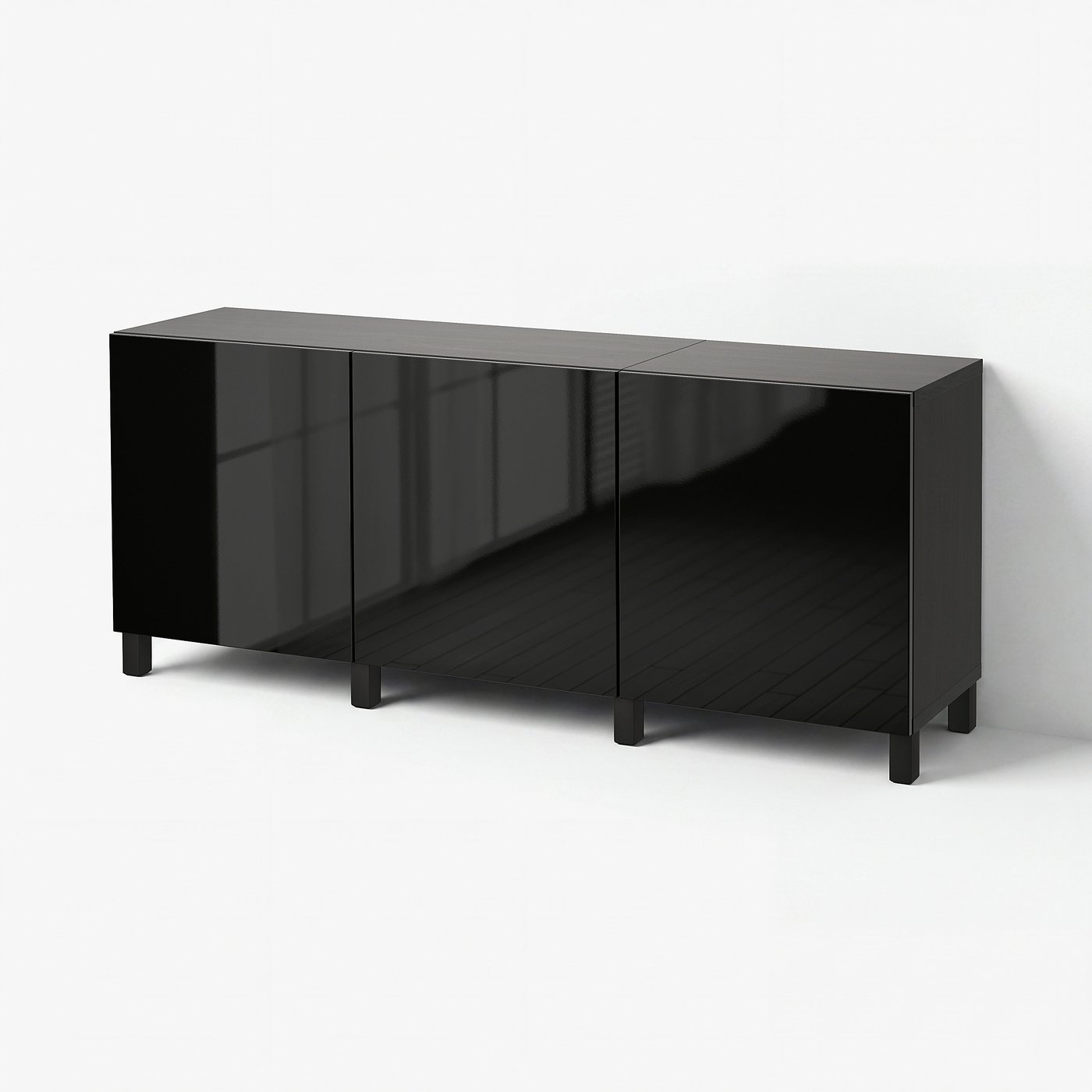 BESTÅ storage combination with doors, black-brown/Selsviken