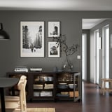 BESTÅ Storage combination with doors, black-brown/Sindvik/Stubbarp black-brown clear glass, 70 7/8x16 1/2x29 1/8 "