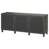 BESTÅ Storage combination with doors, dark gray/Mörtviken/Stubbarp dark gray concrete effect, 70 7/8x16 1/2x29 1/8 "