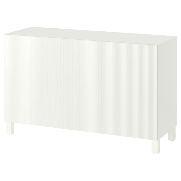 White BESTÅ sideboard with three doors and simple legs.