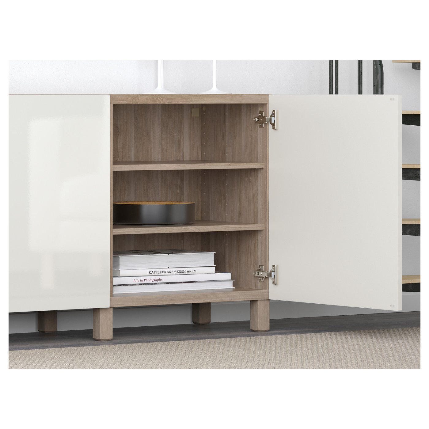 BESTÅ Storage combination with doors, walnut effect light ...