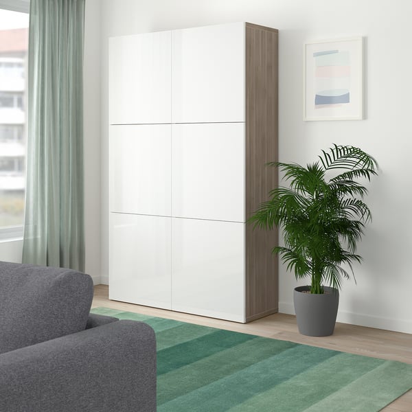 BESTÅ Storage combination with doors, walnut effect light ...