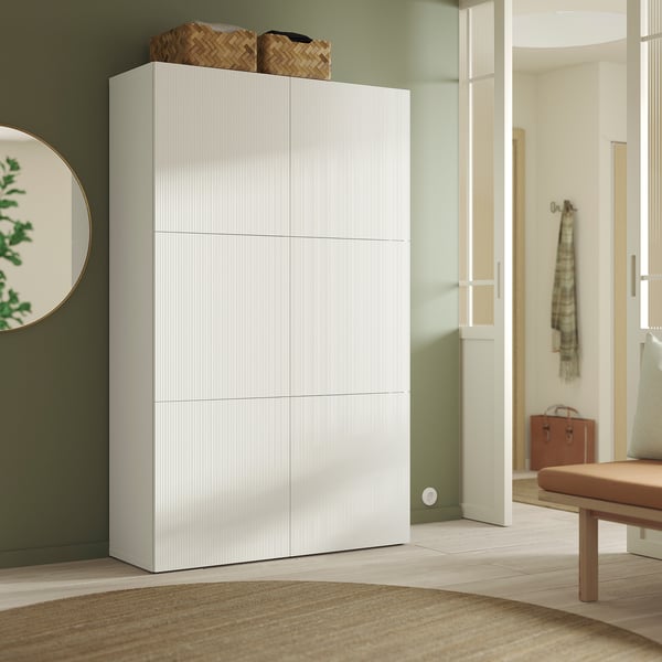 BESTÅ Storage combination with doors, white/Förvaltare white, 47 1/4x16 1/2x76 "