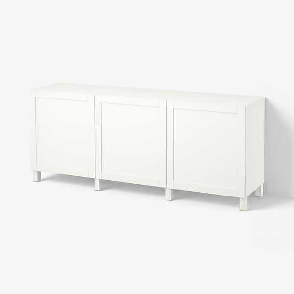 BESTÅ Storage combination with doors, white/Hanviken/Stubbarp white, 70 7/8x16 1/2x29 1/8 "