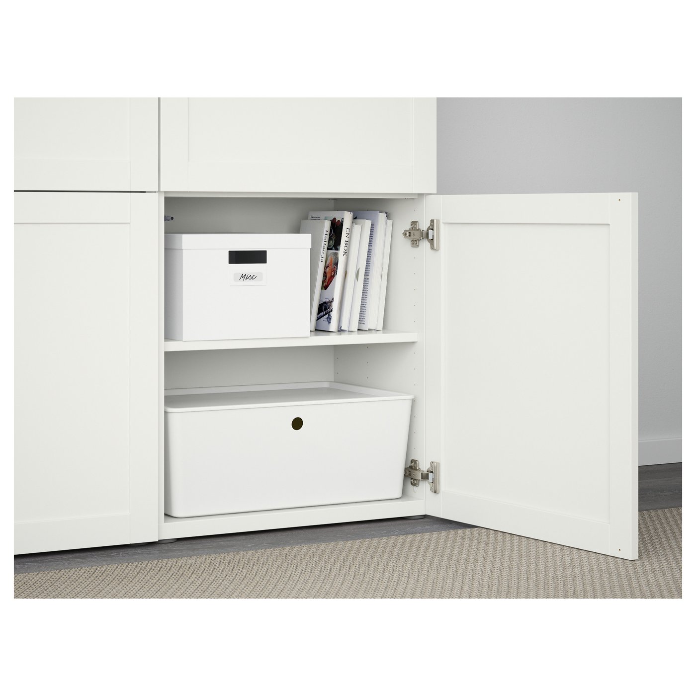 BESTÅ storage combination with doors, white/Hanviken white, 471