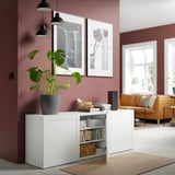 BESTÅ Storage combination with doors, white/Hanviken white, 70 7/8x16 1/2x25 5/8 "