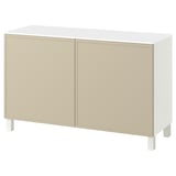 BESTÅ Storage combination with doors, white/Krukmakare beige, 47 1/4x16 1/2x29 5/8 "