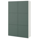 BESTÅ Storage combination with doors, white/Krukmakare dark gray-green, 47 1/4x16 1/2x76 "
