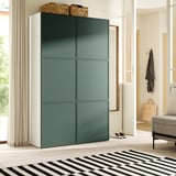 BESTÅ Storage combination with doors, white/Krukmakare dark gray-green, 47 1/4x16 1/2x76 "