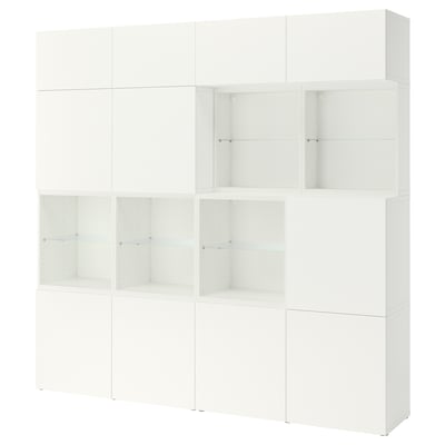 BESTÅ Storage combination with doors, white/Lappviken white, 94 1/2x16 1/2x91 "
