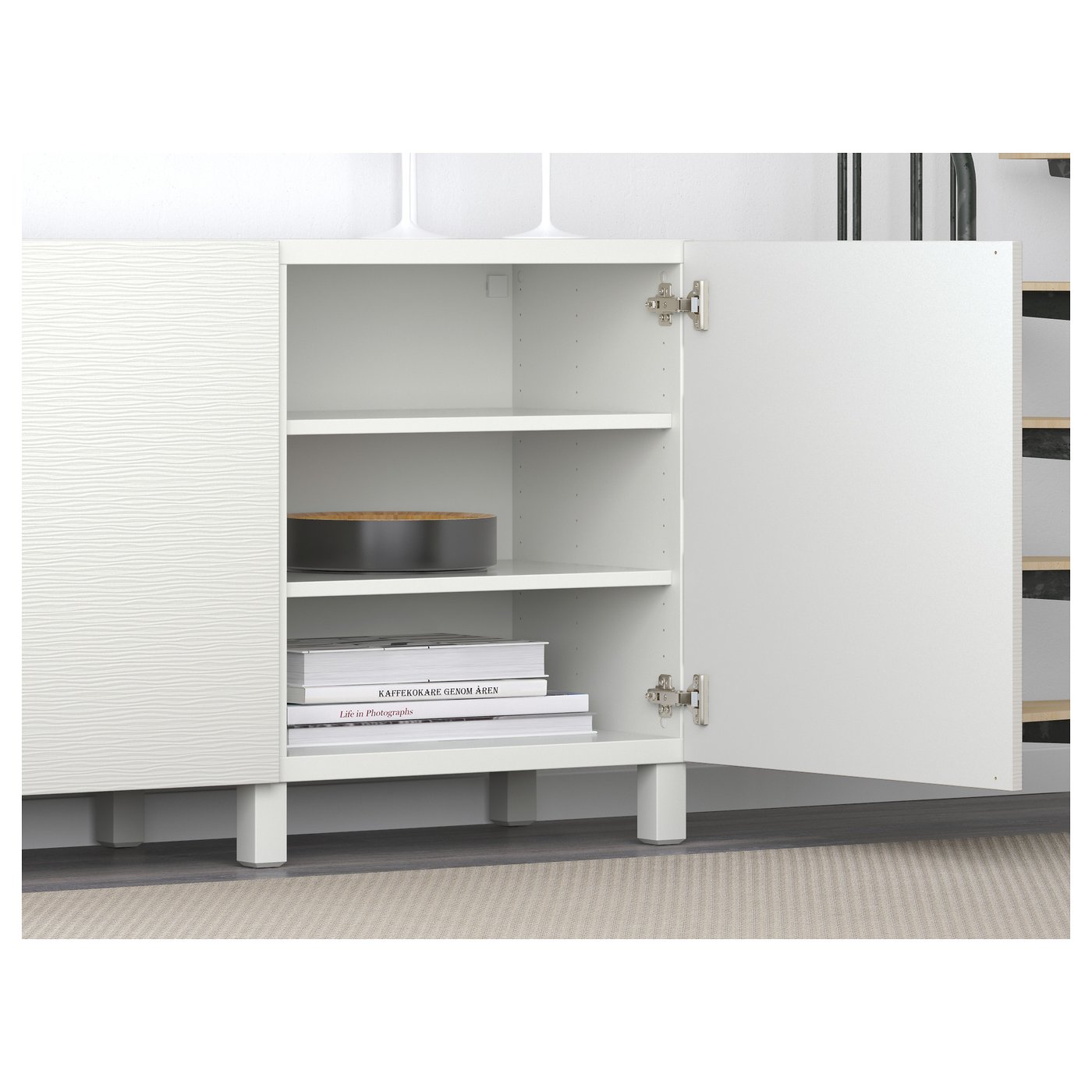 BESTÅ storage combination with doors, white/Laxviken/Stubbarp