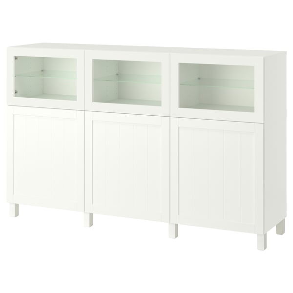 BESTÅ Storage combination with doors, white/Pipmakare white, 70 7/8x16 1/2x44 1/8 "