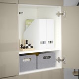 BESTÅ Storage combination with doors, white/Selsviken high-gloss/beige, 47 1/4x16 1/2x76 "