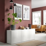 BESTÅ Storage combination with doors, white/Selsviken high-gloss/white, 70 7/8x16 1/2x25 5/8 "