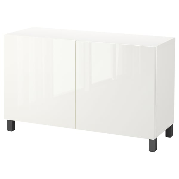 BESTÅ Storage combination with doors, white/Selsviken/Stubbarp dark gray, 47 1/4x15 3/4x29 1/8 "