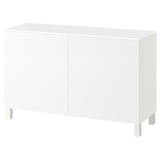BESTÅ Storage combination with doors, white/Selsviken/Stubbarp white, 47 1/4x16 1/2x29 5/8 "