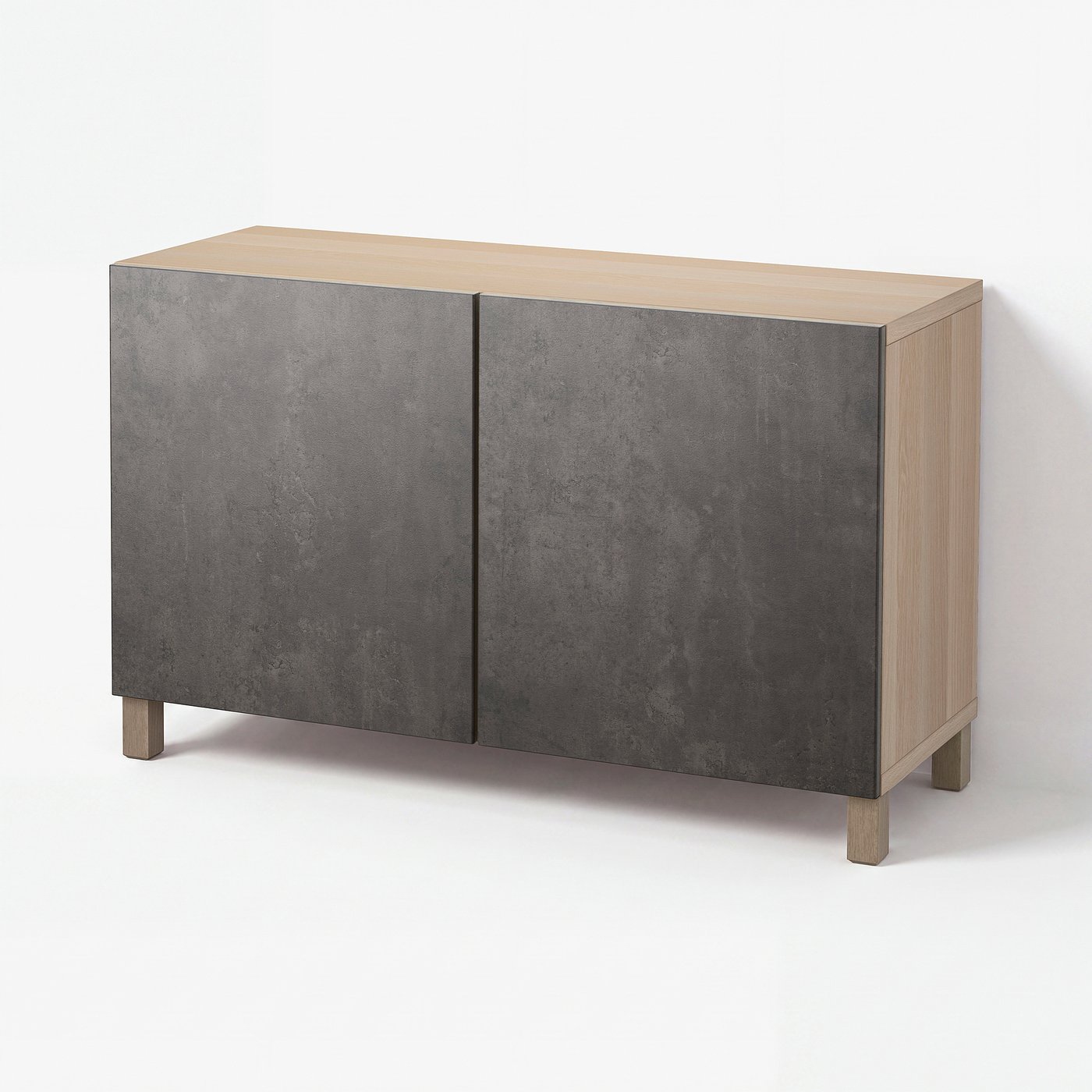 BESTÅ storage combination with doors, white stained oak effect