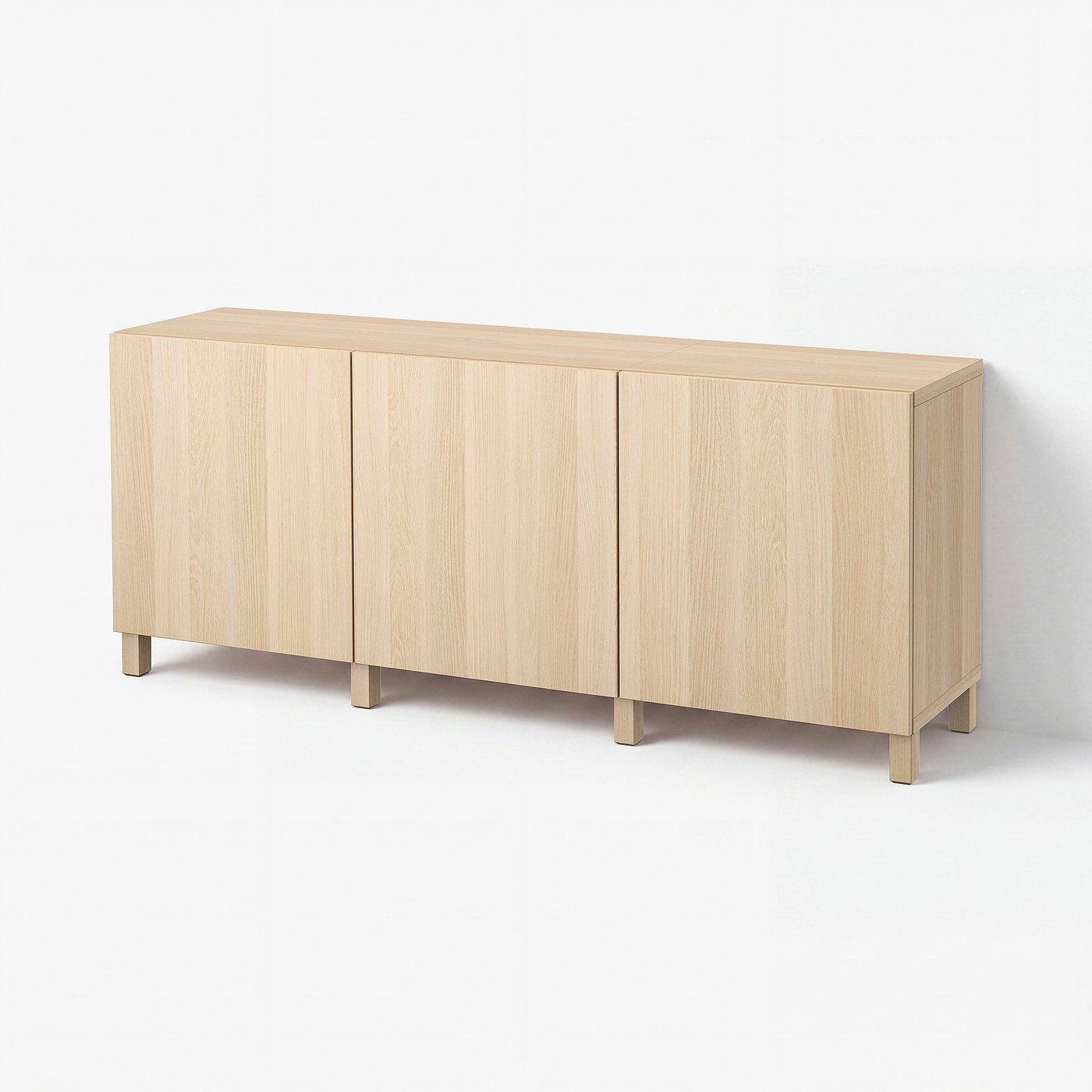 BESTÅ storage combination with doors, white stained oak effect