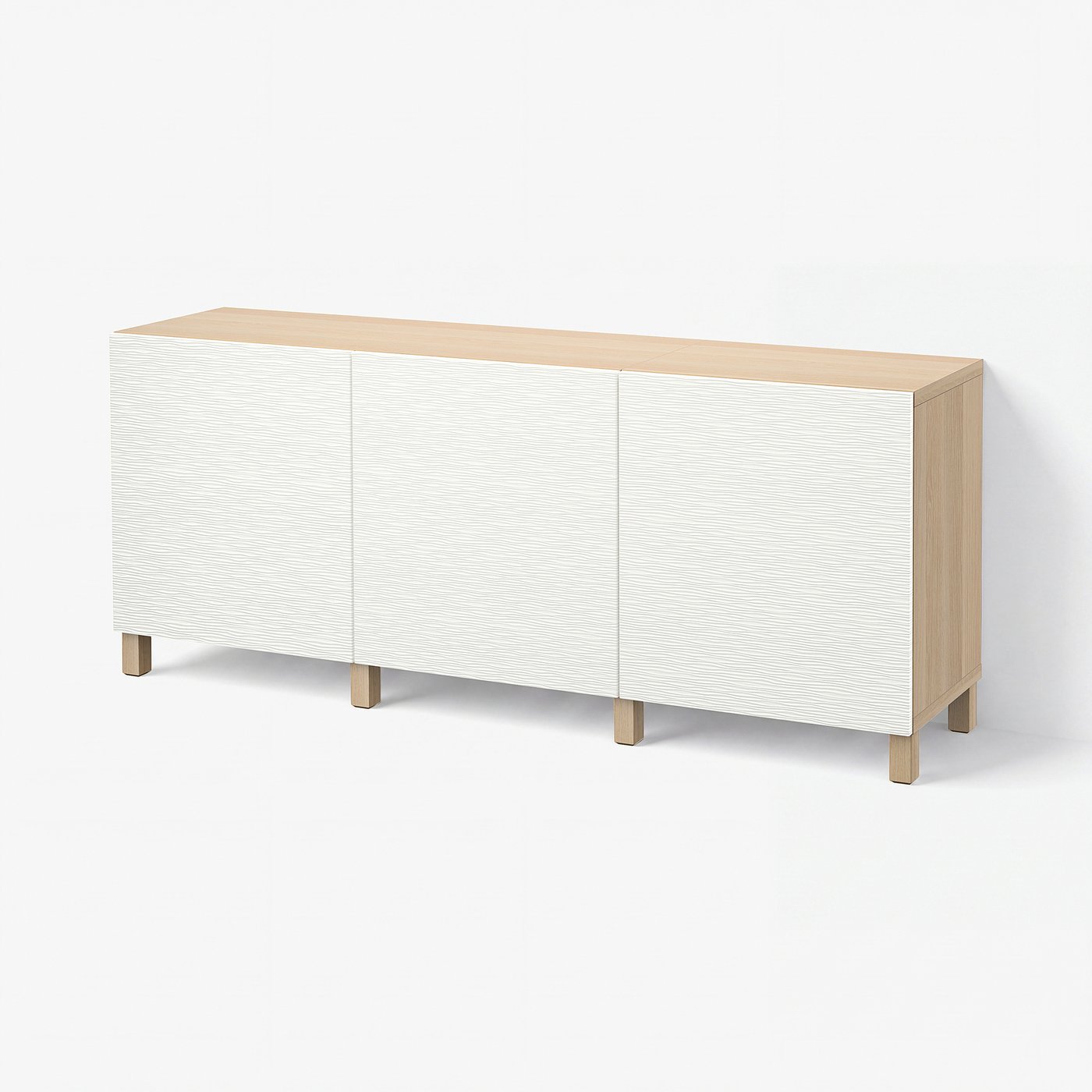 BESTÅ storage combination with doors, white stained oak effect