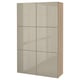 BESTÅ Storage combination with doors, white stained oak effect/Selsviken high-gloss/beige, 47 1/4x16 1/2x76 "