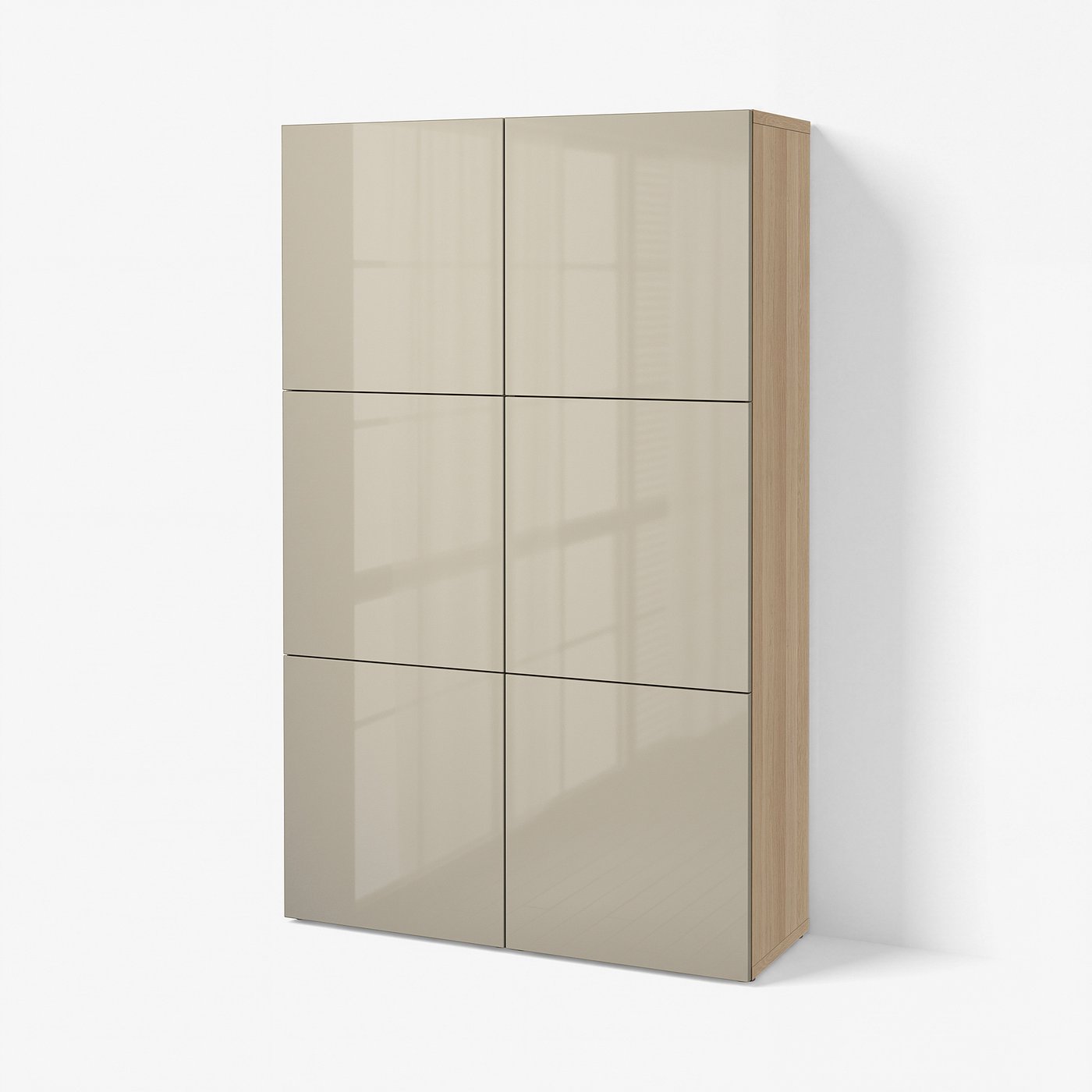 BESTÅ storage combination with doors, white stained oak effect