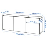 BESTÅ Storage combination with doors, white stained oak effect/Sindvik wht stained oak effect clear glass, 70 7/8x16 1/2x25 5/8 "