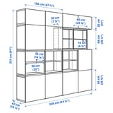 BESTÅ Storage combination with doors, white stained oak/Lappviken white, 94 1/2x16 1/2x91 "