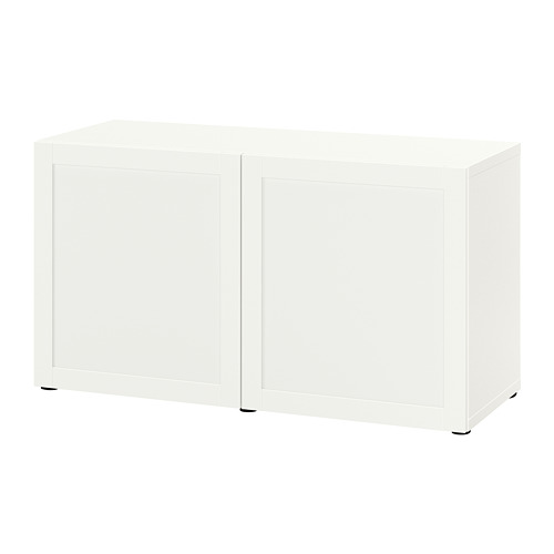 BESTÅ Storage combination with doors white/Hanviken white, IKEA