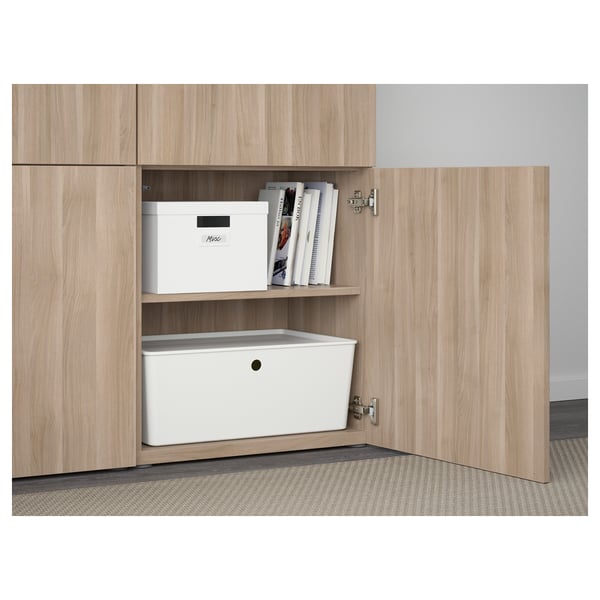 BESTÅ Storage combination with doors Lappviken walnut effect light gray IKEA