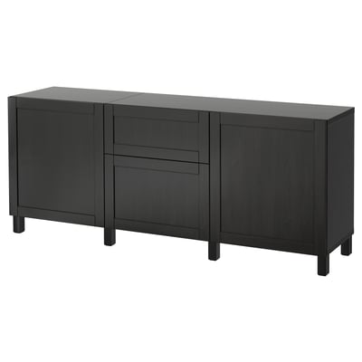 BESTÅ Storage combination with drawers, black-brown/Hanviken/Stubbarp black-brown, 70 7/8x16 1/2x29 1/8 "
