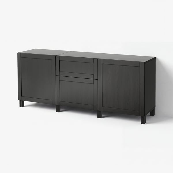 BESTÅ Storage combination with drawers, black-brown/Hanviken/Stubbarp black-brown, 70 7/8x16 1/2x29 1/8 "