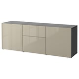BESTÅ Storage combination with drawers, black-brown/Selsviken high-gloss/beige, 70 7/8x16 1/2x25 5/8 "