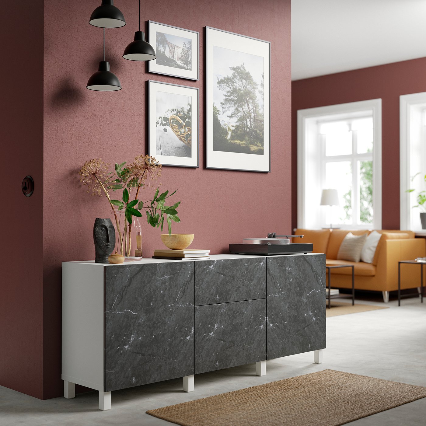 BESTÅ storage combination with drawers, dark gray/Bergsviken