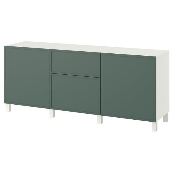BESTÅ Storage combination with drawers, Krukmakare dark gray-green/Stubbarp white, 70 7/8x16 1/2x29 1/8 "