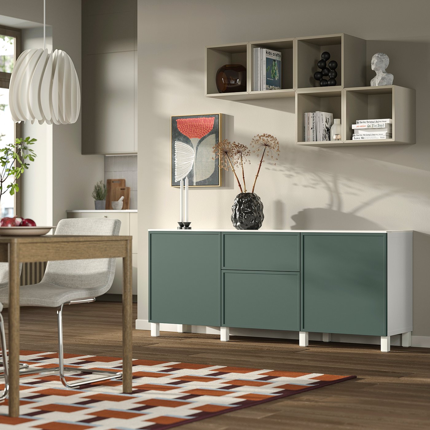 BESTÅ storage combination with drawers, white/Krukmakare dark gray