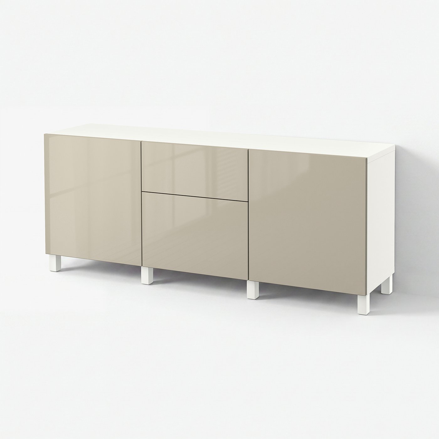 BESTÅ storage combination with drawers, white/Selsviken/Stubbarp