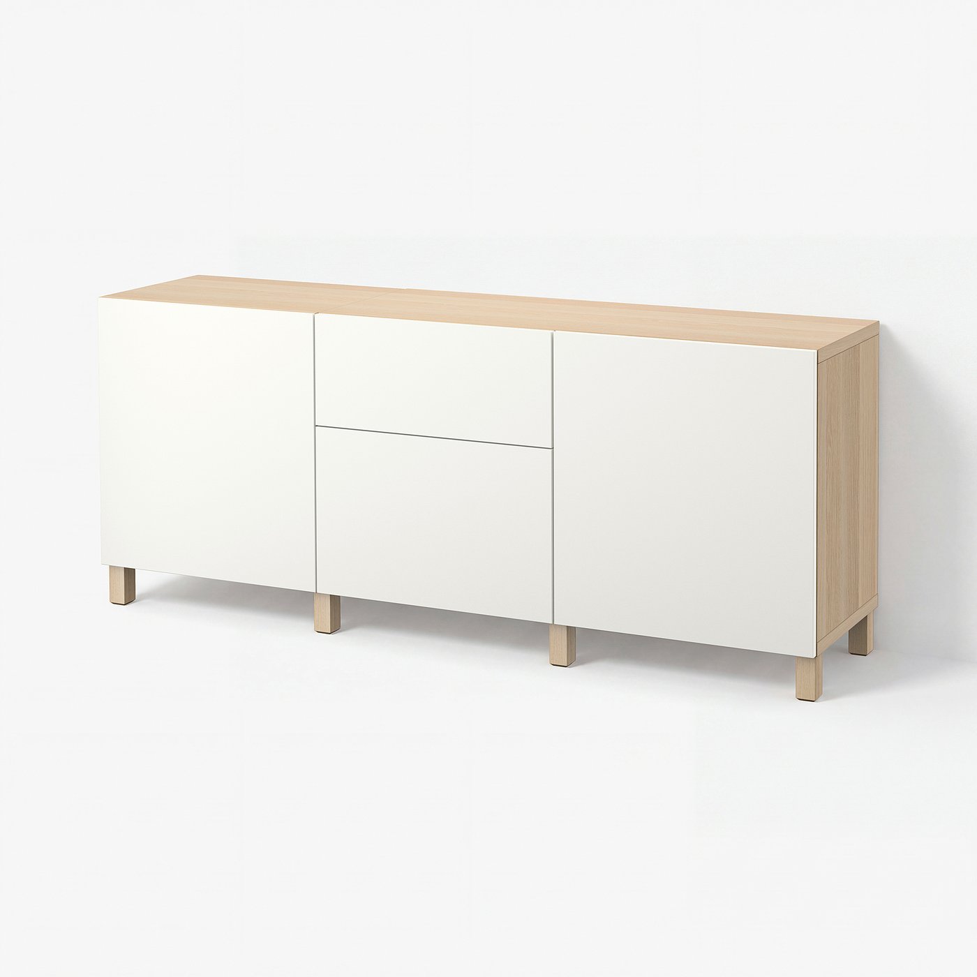 BESTÅ storage combination with drawers, white stained oak effect